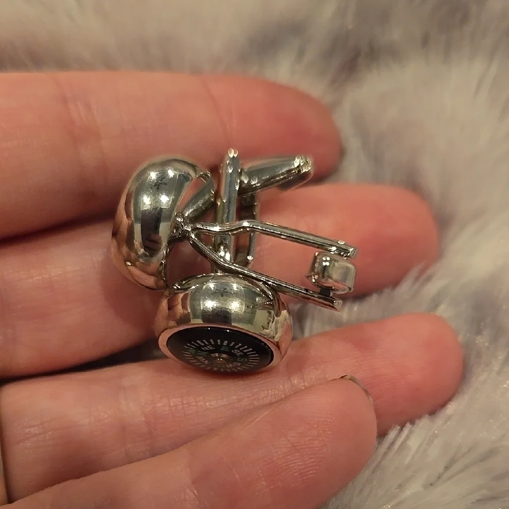 Stainless Steel Real Compass Cufflinks Brand New In Box
